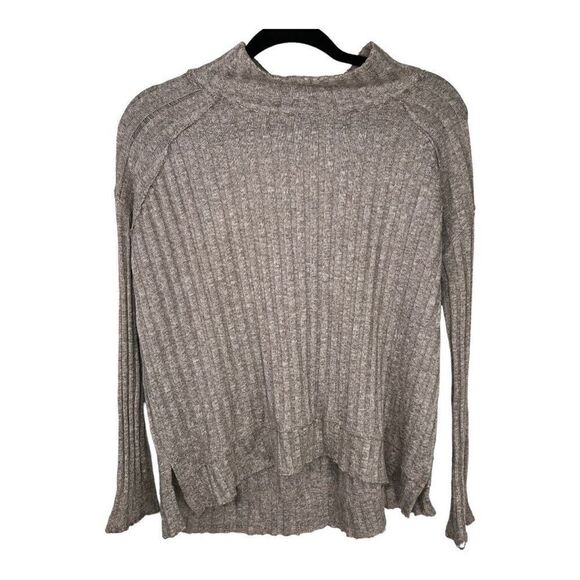 Free People Women's Clarissa Pullover Ribbed Mock Neck Sweater Tan/White… - Picture 1 of 6